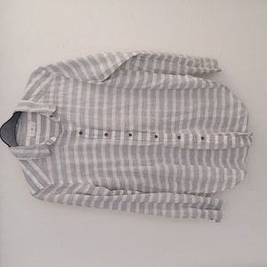 Lou & Grey metal button up grey and white striped shirt size small